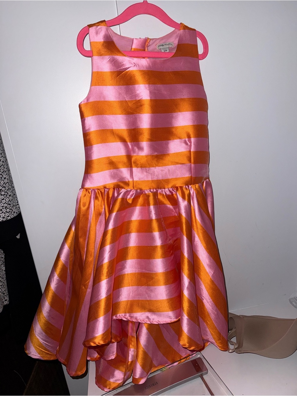 Habitual High/Low Pink and Orange Striped Party Dress